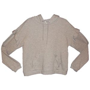 Cupio Women's Heather Gray Hoodie With Ruffles